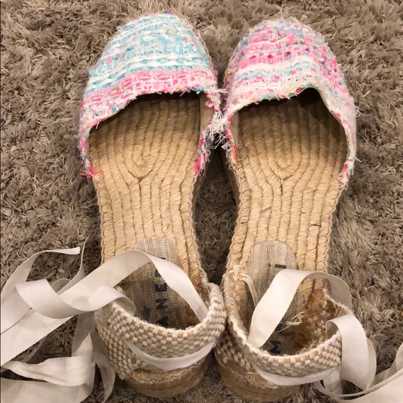 Manebi Pastel Tweed Ankle Tie Flatform Espadrilles - Picture 7 of 8